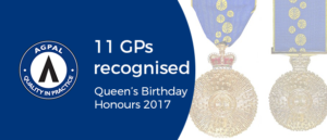 Header image for news article congratulating 11 GPs recognised for Queen's birthday honours 2017