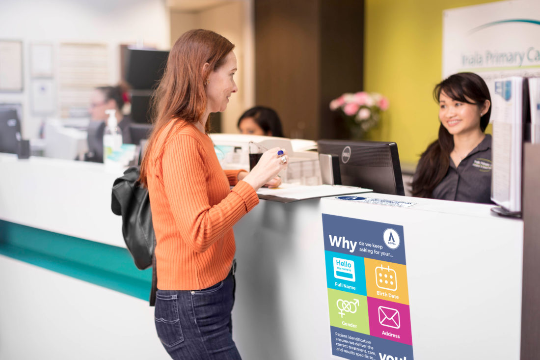 Image of a patient filling out a form at an AGPAL accredited general practice