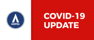 AGPAL Logo and COVID-19 Update text with red background