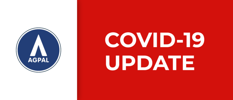 A_News Image_COVID Update AGPAL Logo and COVID-19 Update text with red background